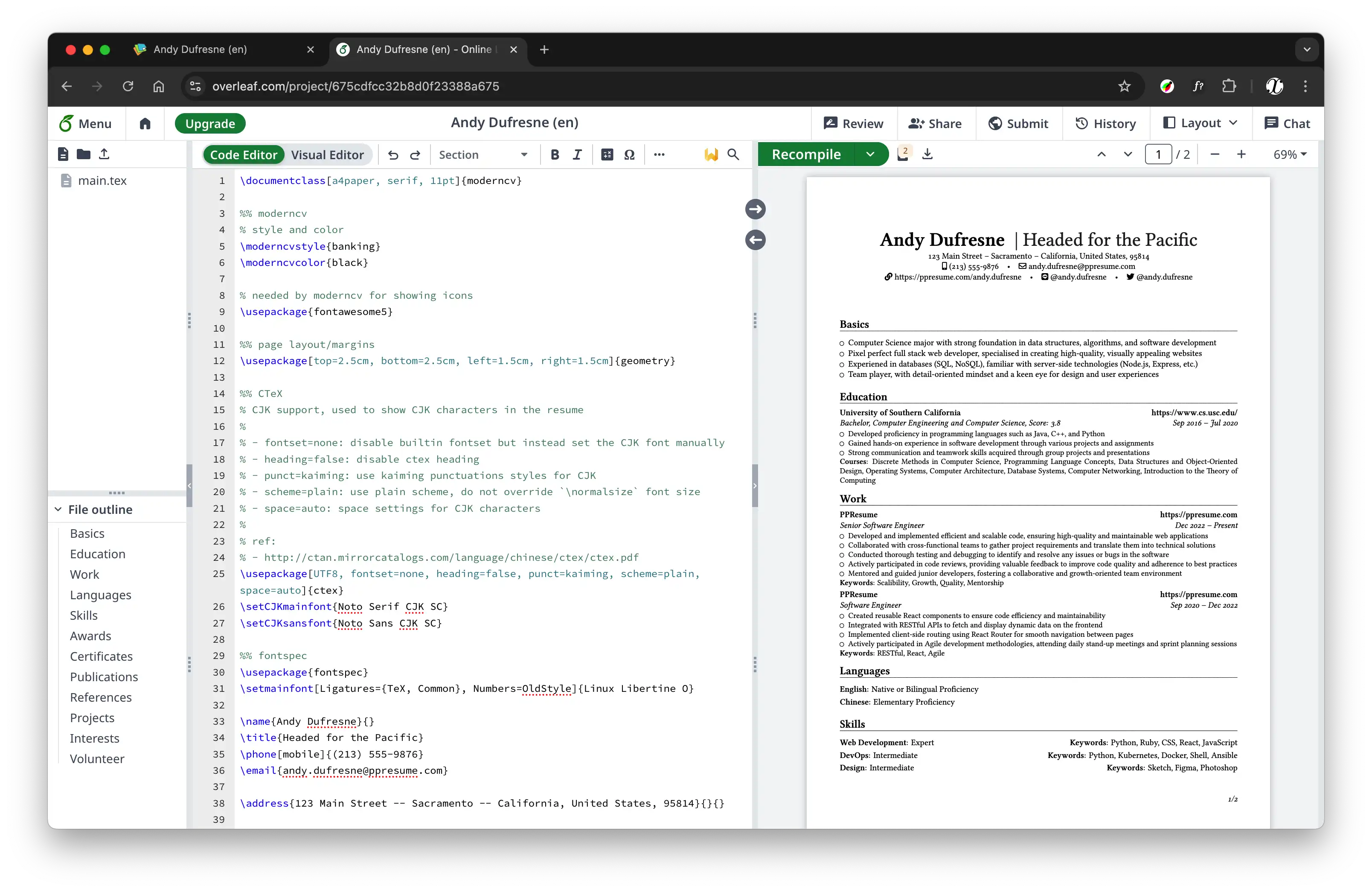 PPResume Overleaf