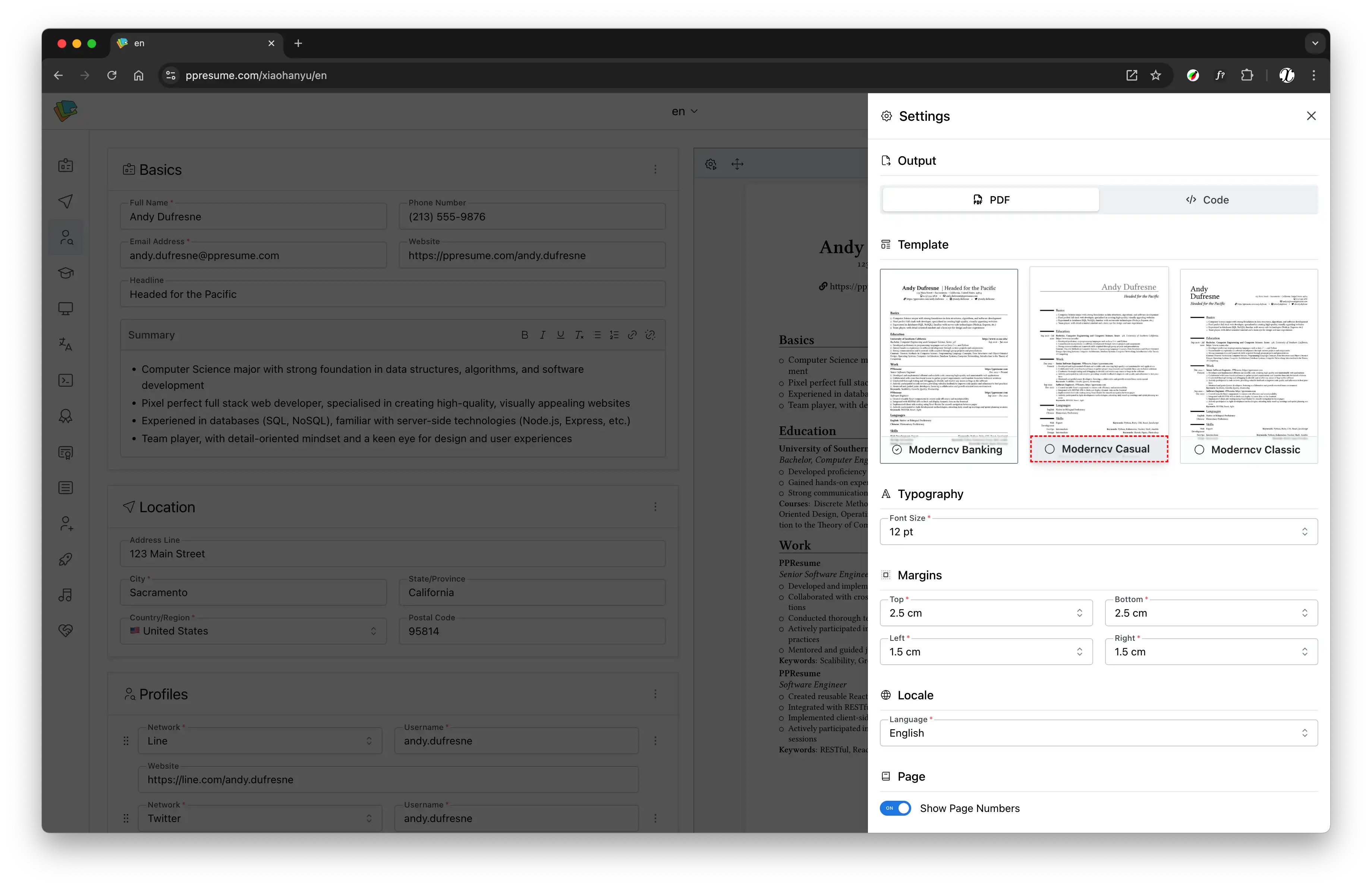 PPResume Switch Template